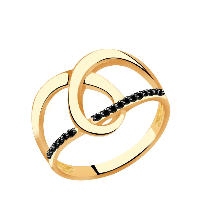 Золотое кольцо Золотые узоры 61-0007 с цирконием