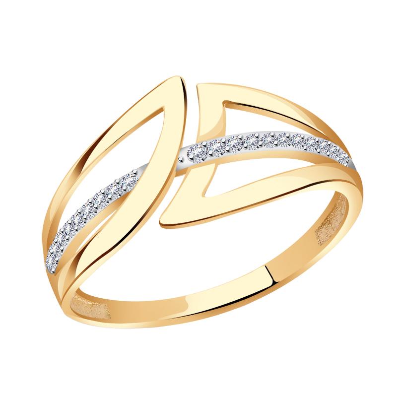 Золотое кольцо Золотые узоры 61-0017 с цирконием