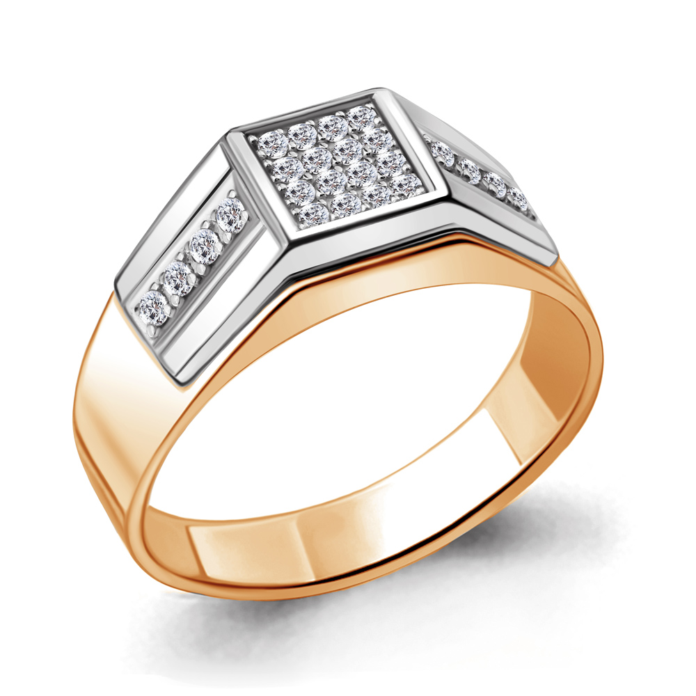 Золотое кольцо AQUAMARINE 62061А с фианитом