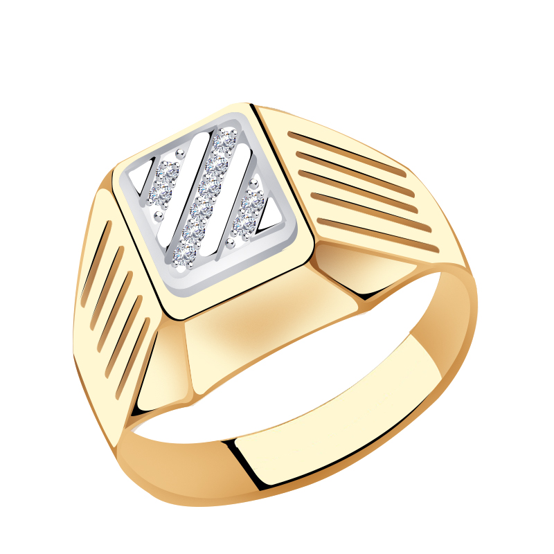 Золотое кольцо AQUAMARINE 62085А с фианитом