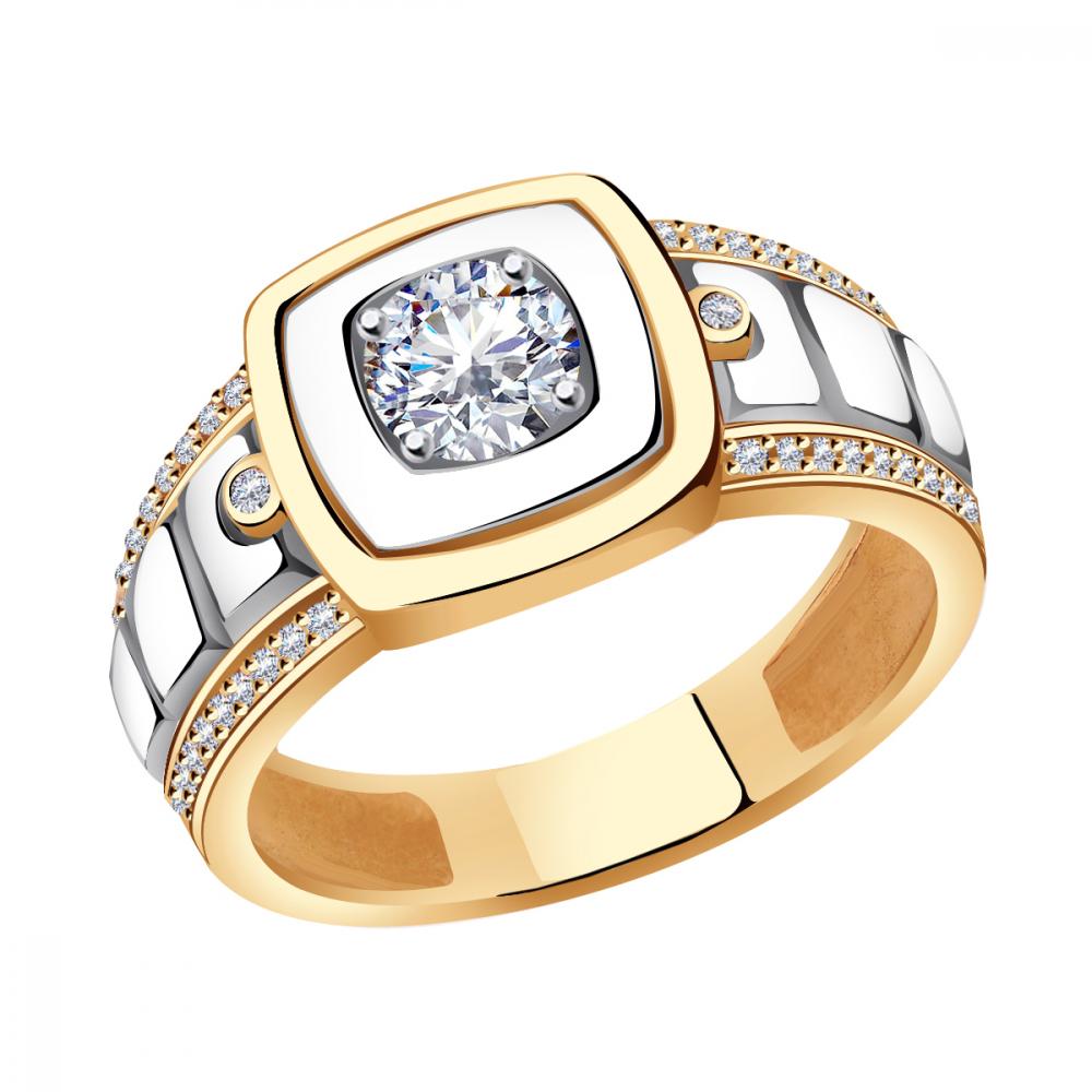 Золотое кольцо AQUAMARINE 62141А с фианитом