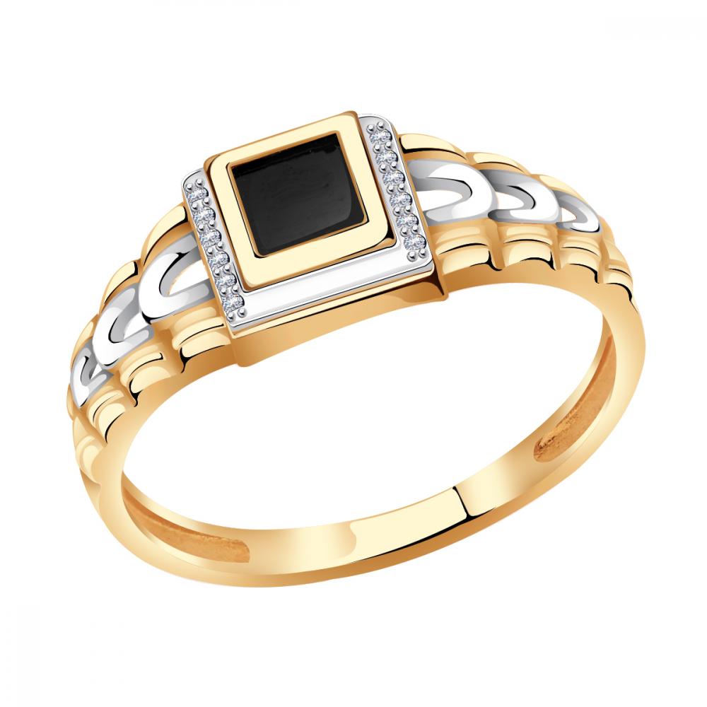 Золотое кольцо AQUAMARINE 62150Ч с фианитом