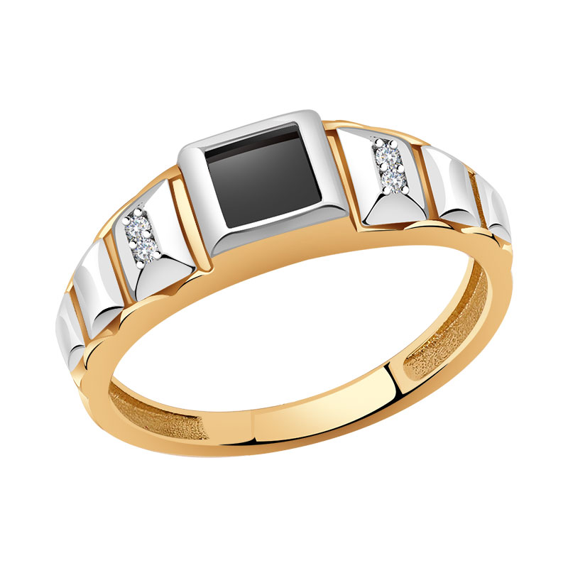 Золотое кольцо AQUAMARINE 62151Ч с фианитом