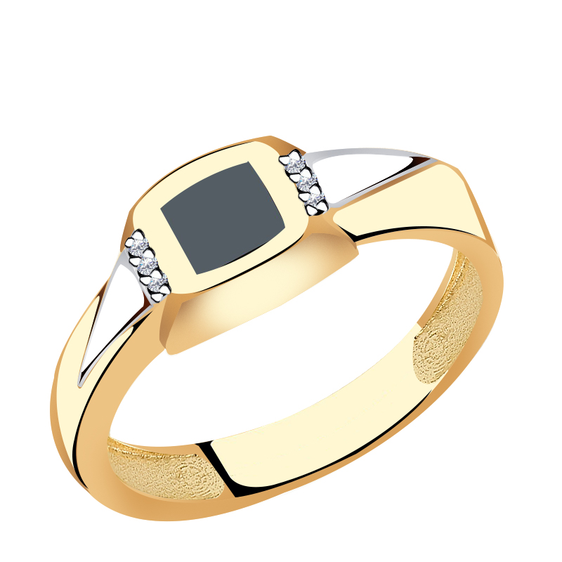 Золотое кольцо AQUAMARINE 62152Ч с фианитом