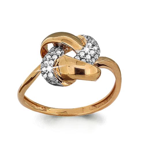 Золотое кольцо AQUAMARINE 62591А с фианитом