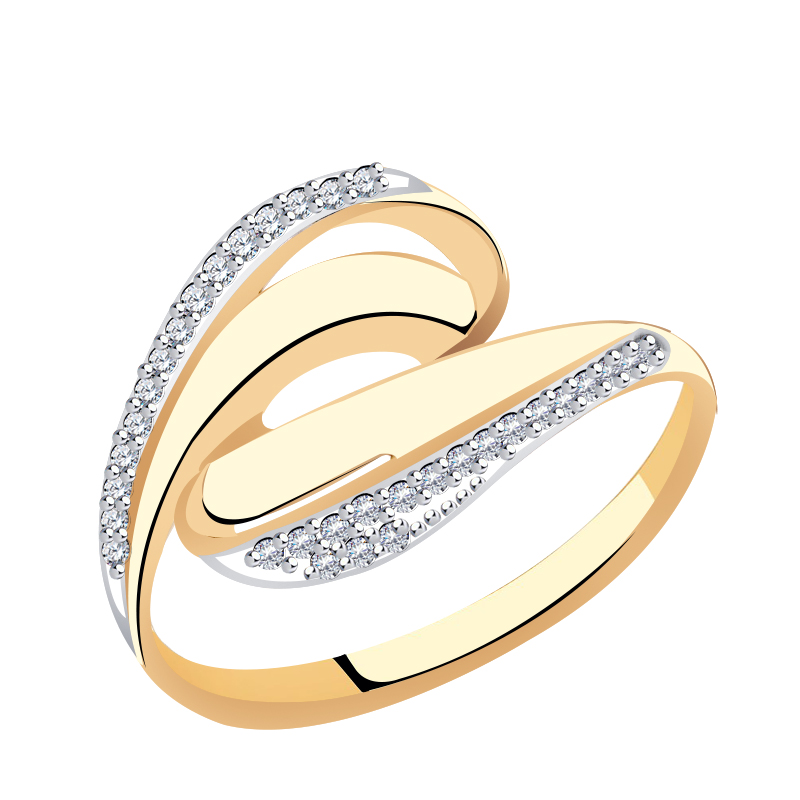 Золотое кольцо AQUAMARINE 62779А с фианитом