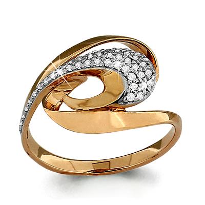 Золотое кольцо AQUAMARINE 62785А с фианитом
