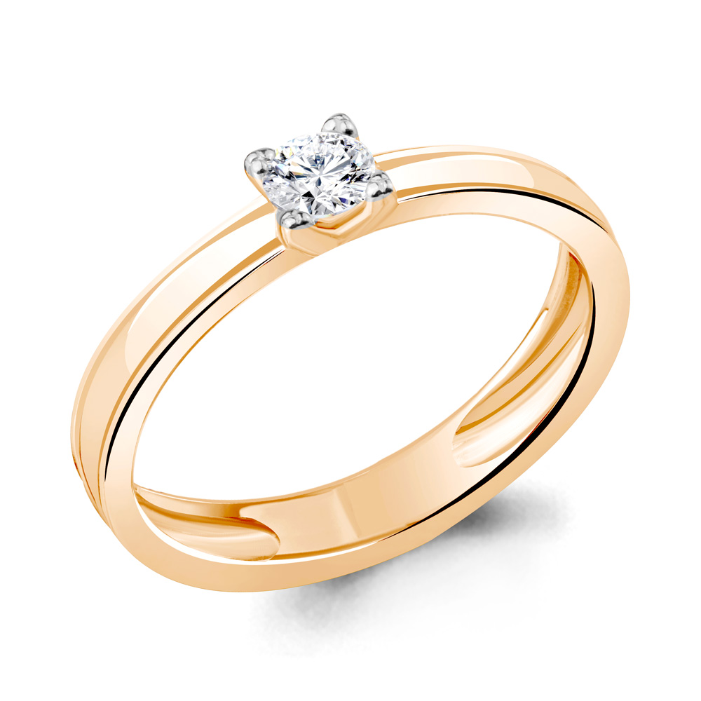 Золотое помолвочное кольцо AQUAMARINE с Swarovski 63210