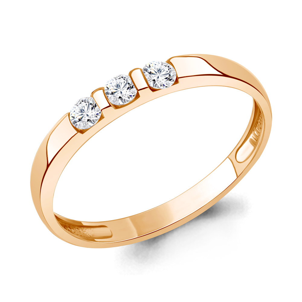 Золотое кольцо AQUAMARINE 63506 с фианитом
