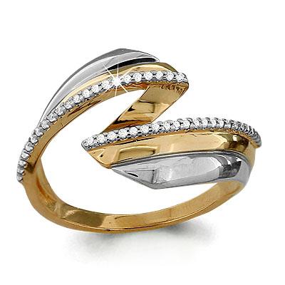 Золотое кольцо AQUAMARINE 63724 с фианитом