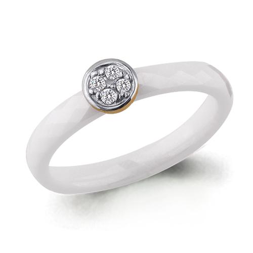 Золотое кольцо AQUAMARINE 64466 с фианитом и керамикой