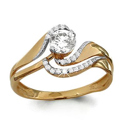 Золотое кольцо AQUAMARINE 66229А с Swarovski