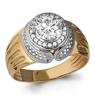 Золотое кольцо AQUAMARINE 66313А с фианитом