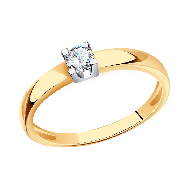Золотое помолвочное кольцо AQUAMARINE с фианитом 66429