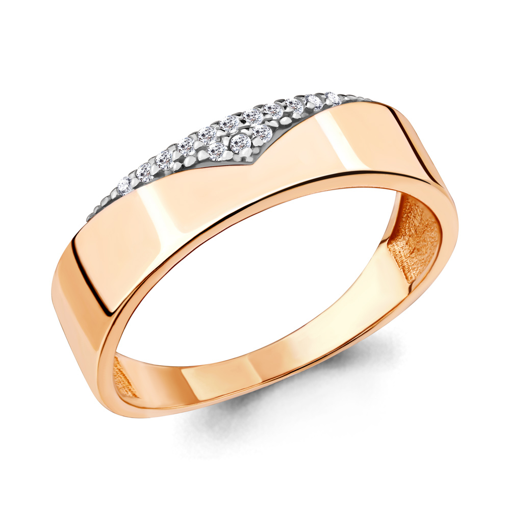 Золотое кольцо AQUAMARINE 68422А с фианитом