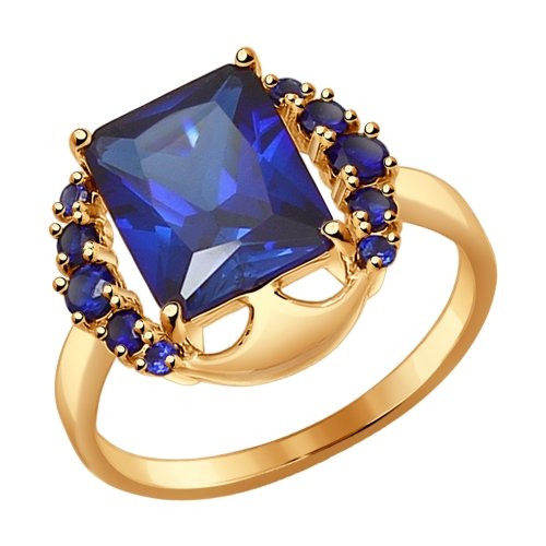 Золотые кольца с синем камнем
