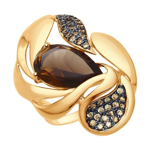 Золотое кольцо SOKOLOV 714803 с фианитом и раухтопазом