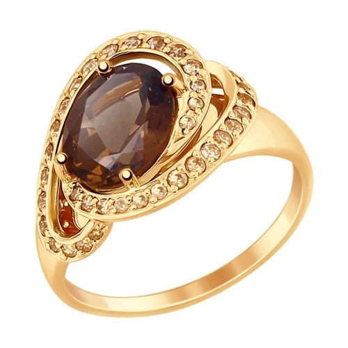 Золотое кольцо SOKOLOV 714826 с фианитом и раухтопазом