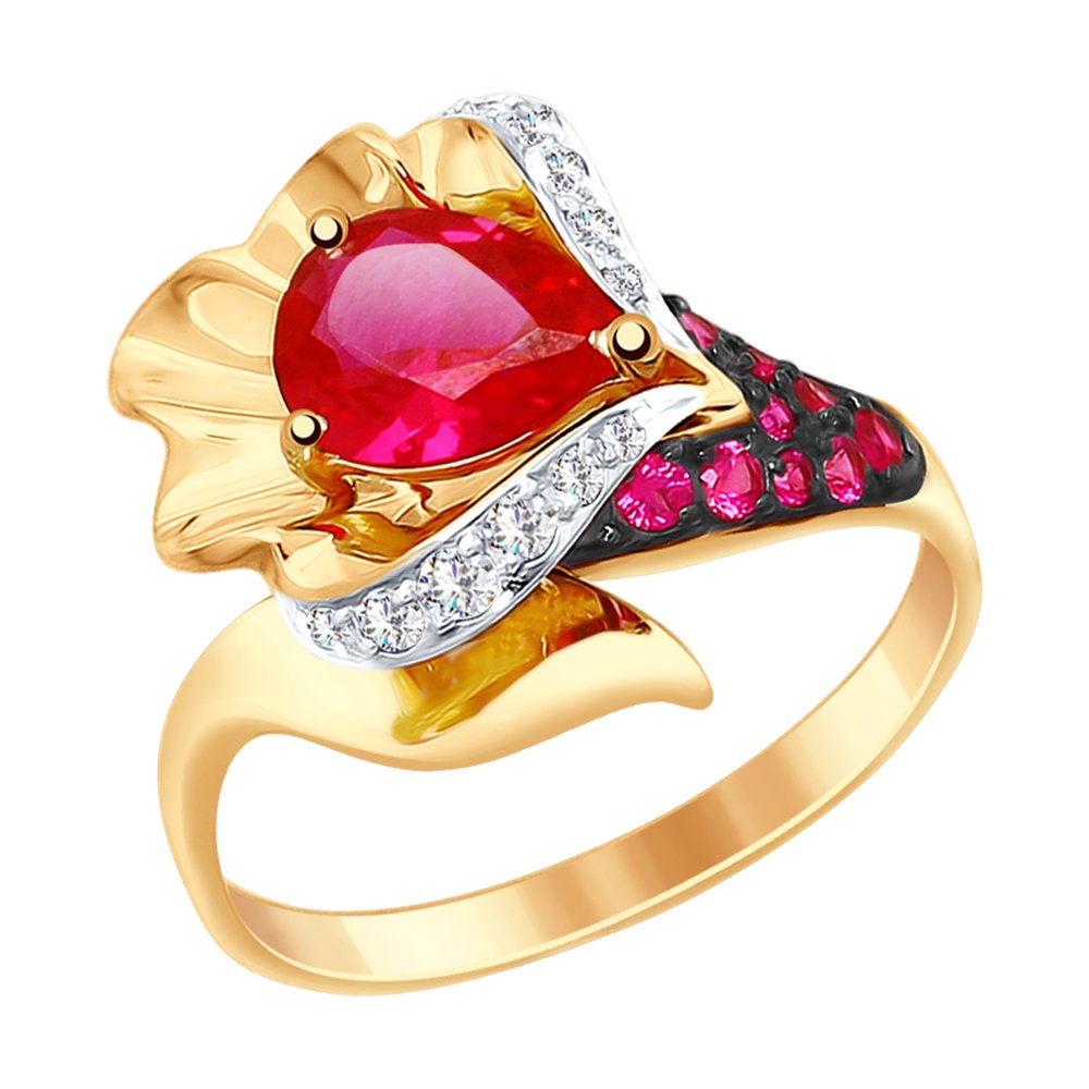 Золотое кольцо SOKOLOV 714829 с рубиновым корундом