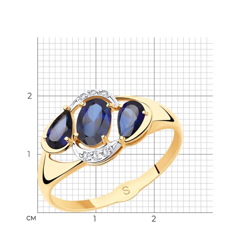 Золотое кольцо SOKOLOV 715512 с фианитом и сапфировым корундом