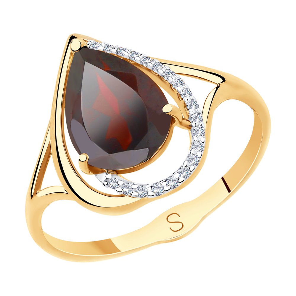 Золотое кольцо SOKOLOV 715578 с фианитом и гранатом