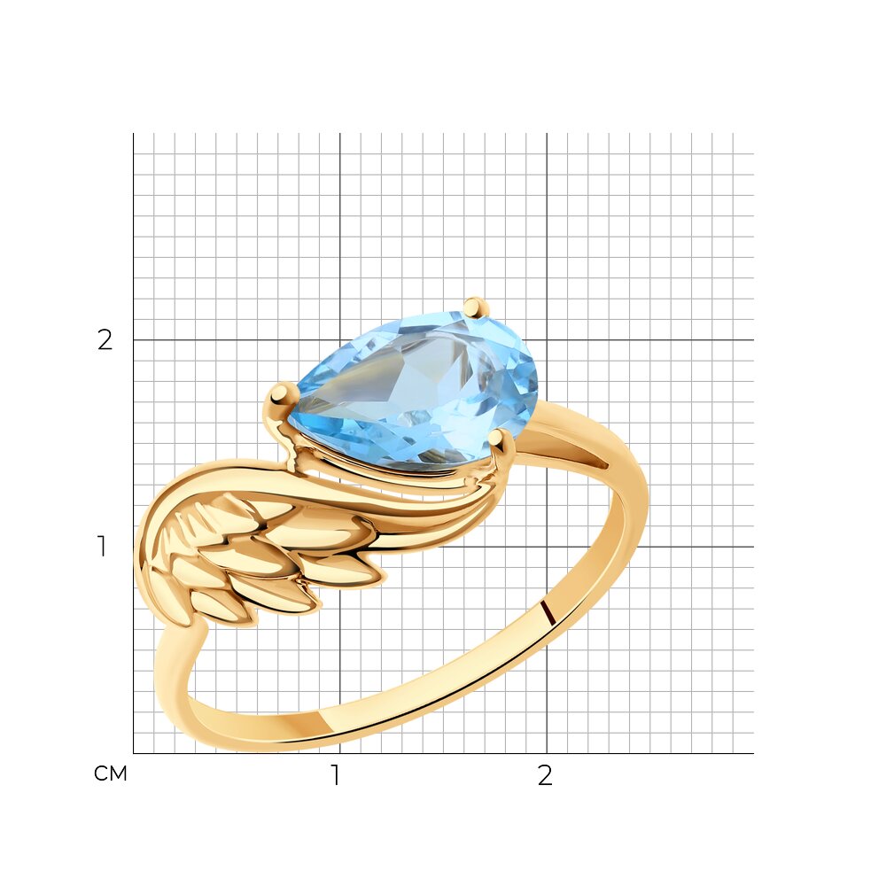 Золотое кольцо Крылья SOKOLOV с топазом 716248