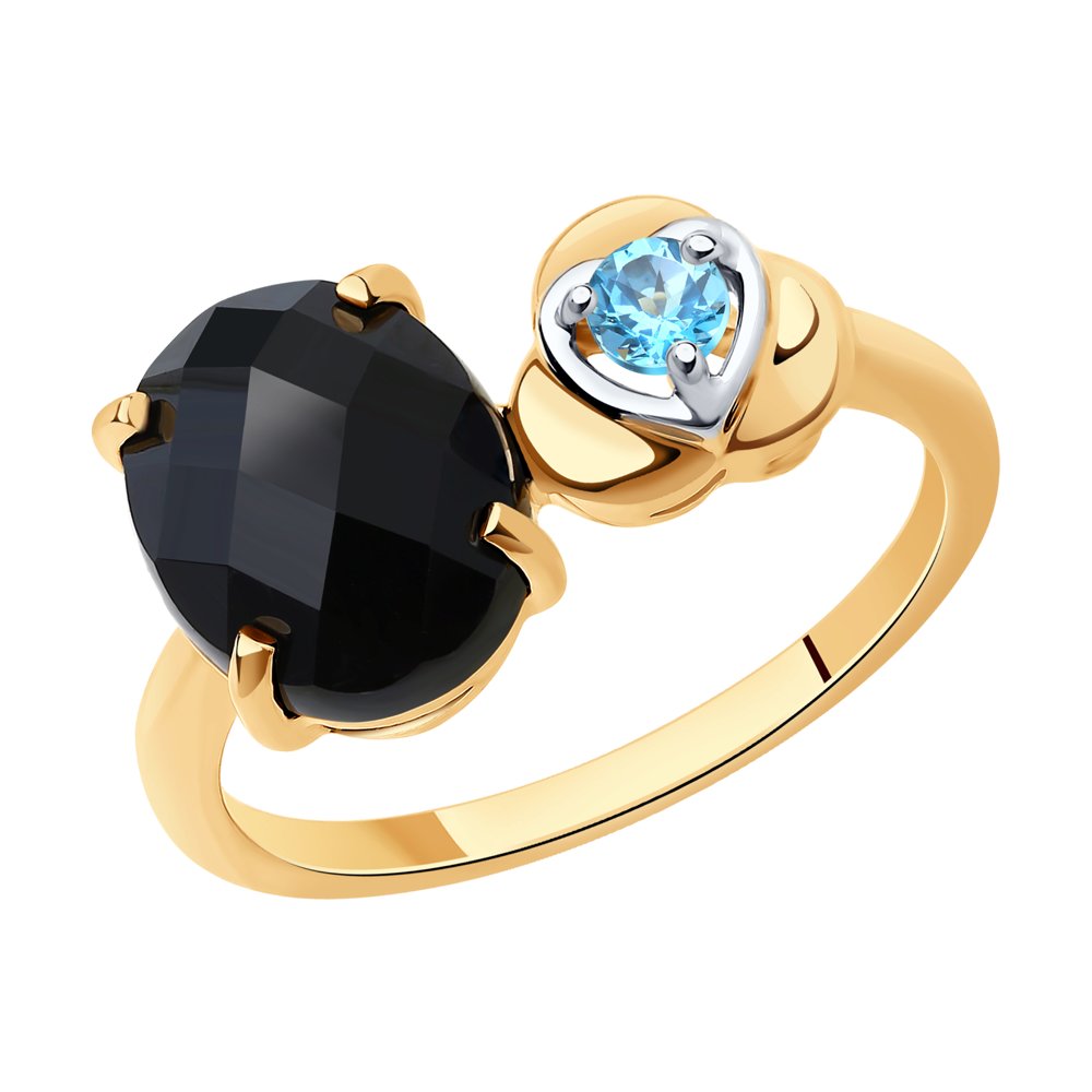 Золотое кольцо SOKOLOV 716253 с топазом, агатом и миксом камней