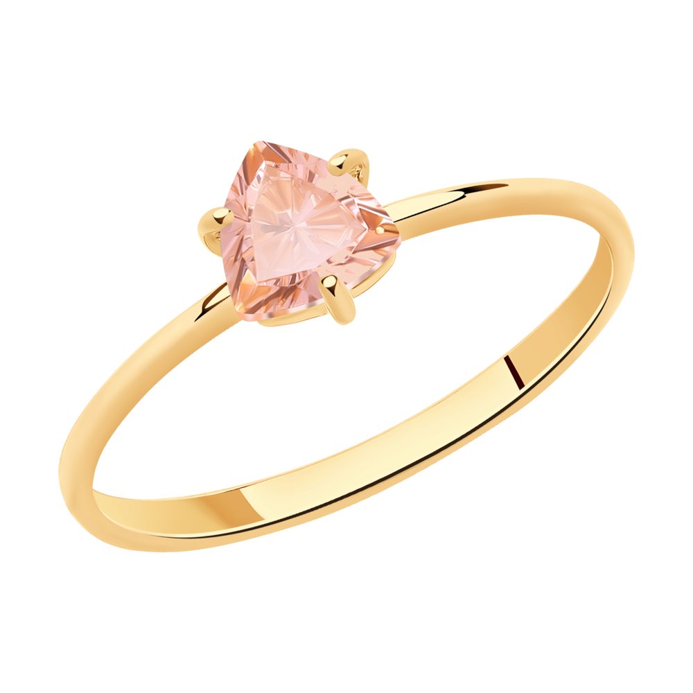Золотое кольцо SOKOLOV с ситаллом цвета Морганит 716436