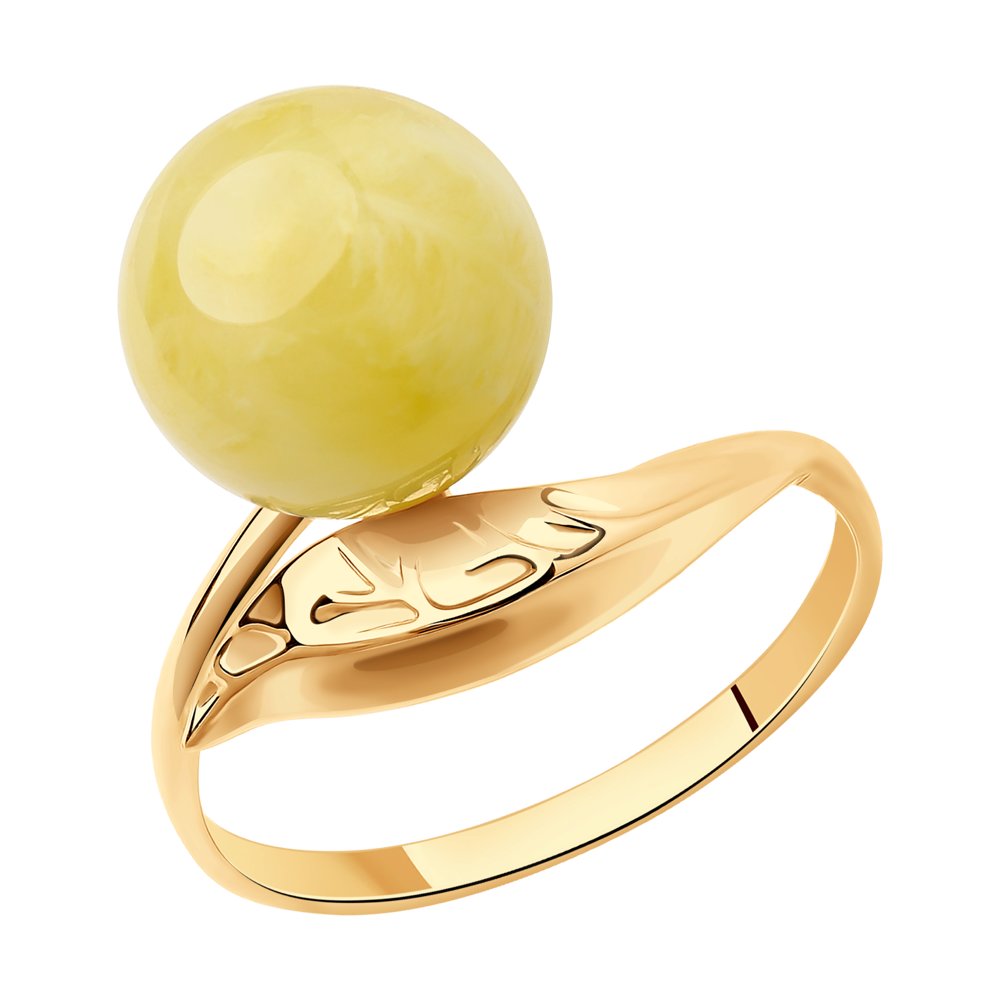 Золотое кольцо SOKOLOV 716478 с янтарём