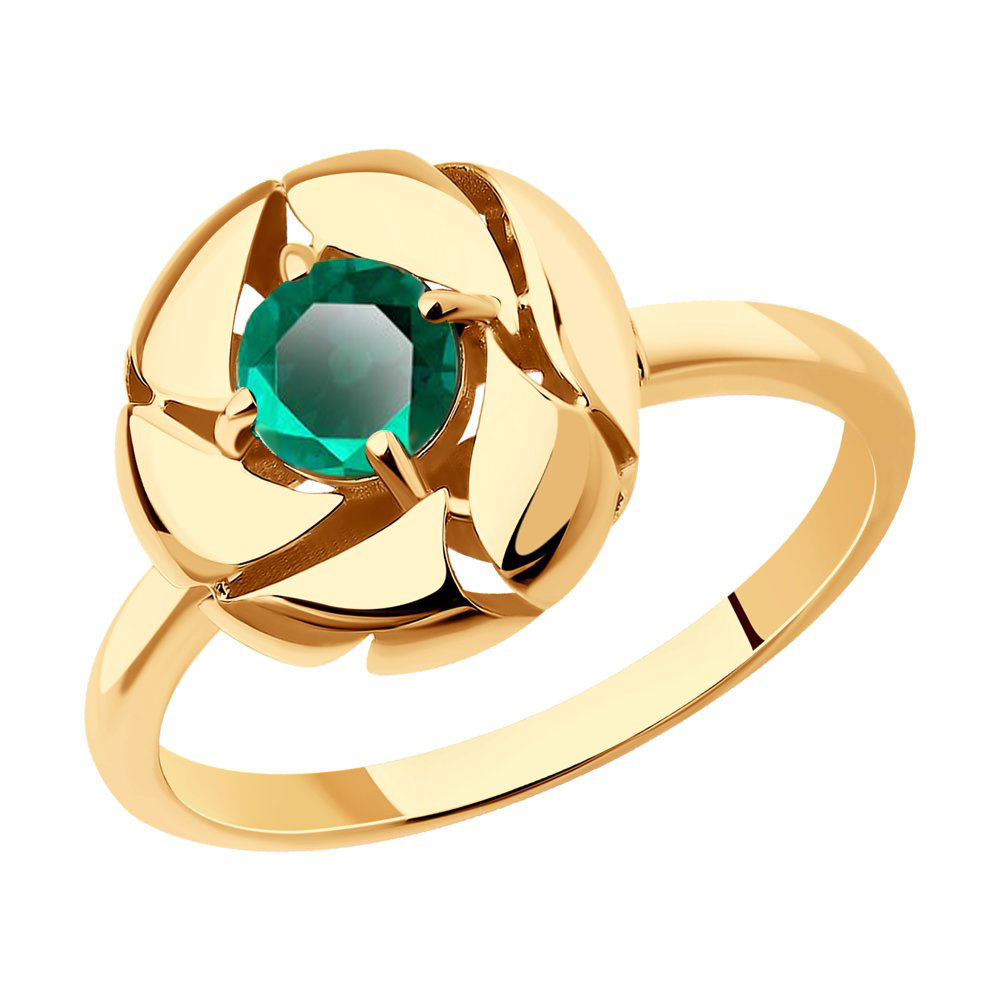 Золотое кольцо SOKOLOV 716491 с гидротермальным изумрудом