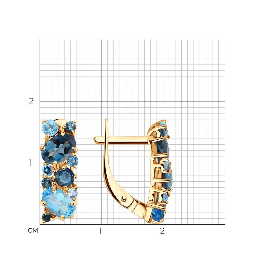 Золотые серьги SOKOLOV 724260 с топазом, фианитом и Лондон топазом: Золото  585° пробы — купить в ювелирном интернет-магазине Diamant
