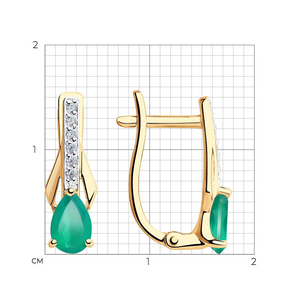 Золотые серьги SOKOLOV 725958 с фианитом и агатом: Золото 585° пробы —  купить в ювелирном интернет-магазине Diamant
