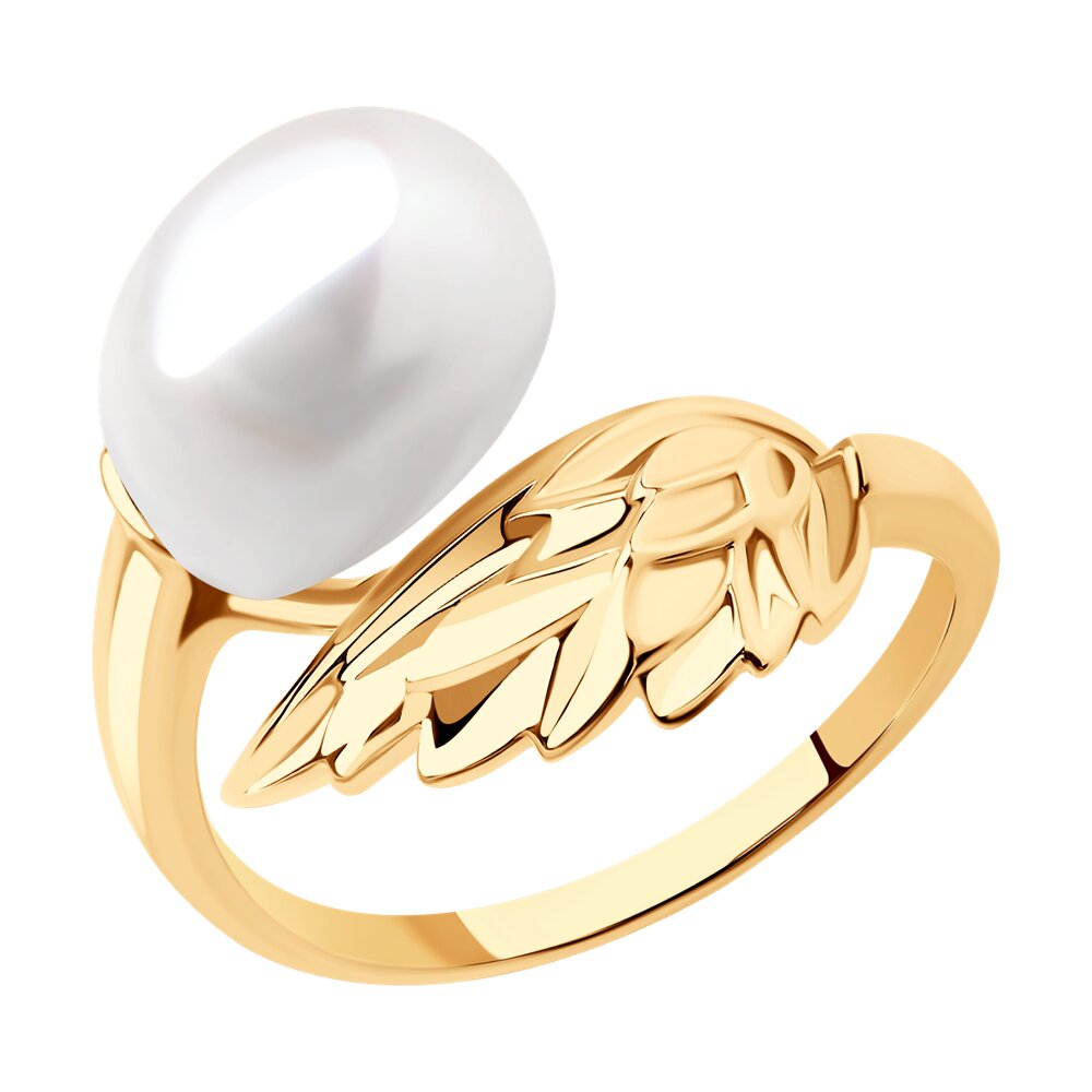 Золотое кольцо Крылья SOKOLOV с жемчугом 791207