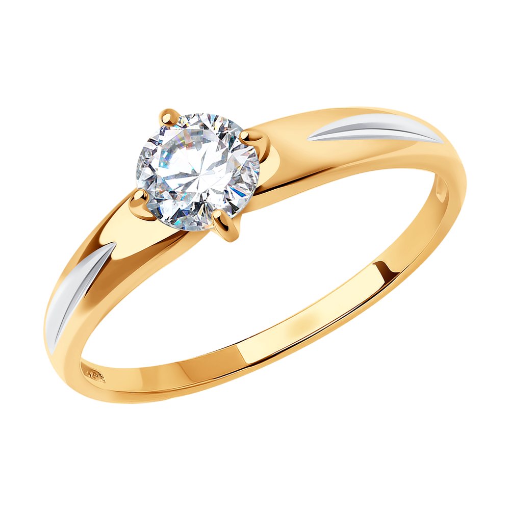 Золотое помолвочное кольцо SOKOLOV с Swarovski 81010174
