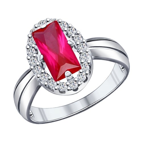 Серебряное кольцо SOKOLOV 84010002 с фианитом и рубиновым корундом