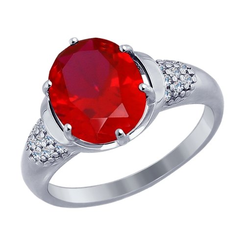 Серебряное кольцо SOKOLOV 84010004 с фианитом и рубиновым корундом