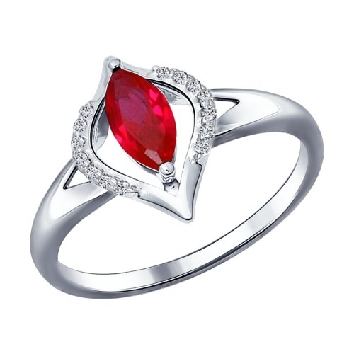 Серебряное кольцо SOKOLOV 84010017 с фианитом и рубиновым корундом