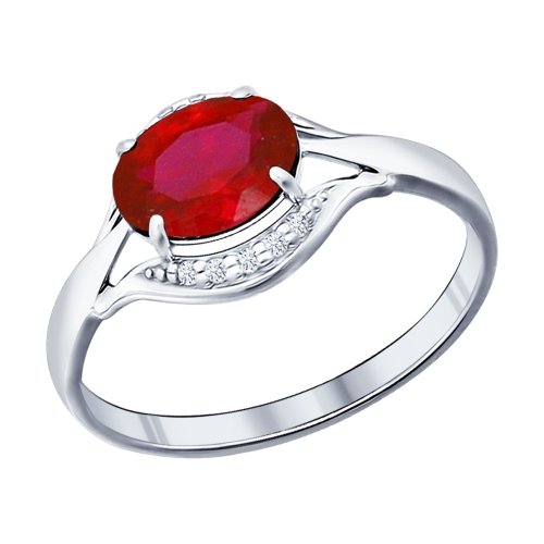 Серебряное кольцо SOKOLOV 84010018 с фианитом и рубиновым корундом