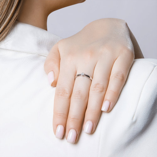 Помолвочное кольцо из серебра SOKOLOV с бриллиантом 87010015