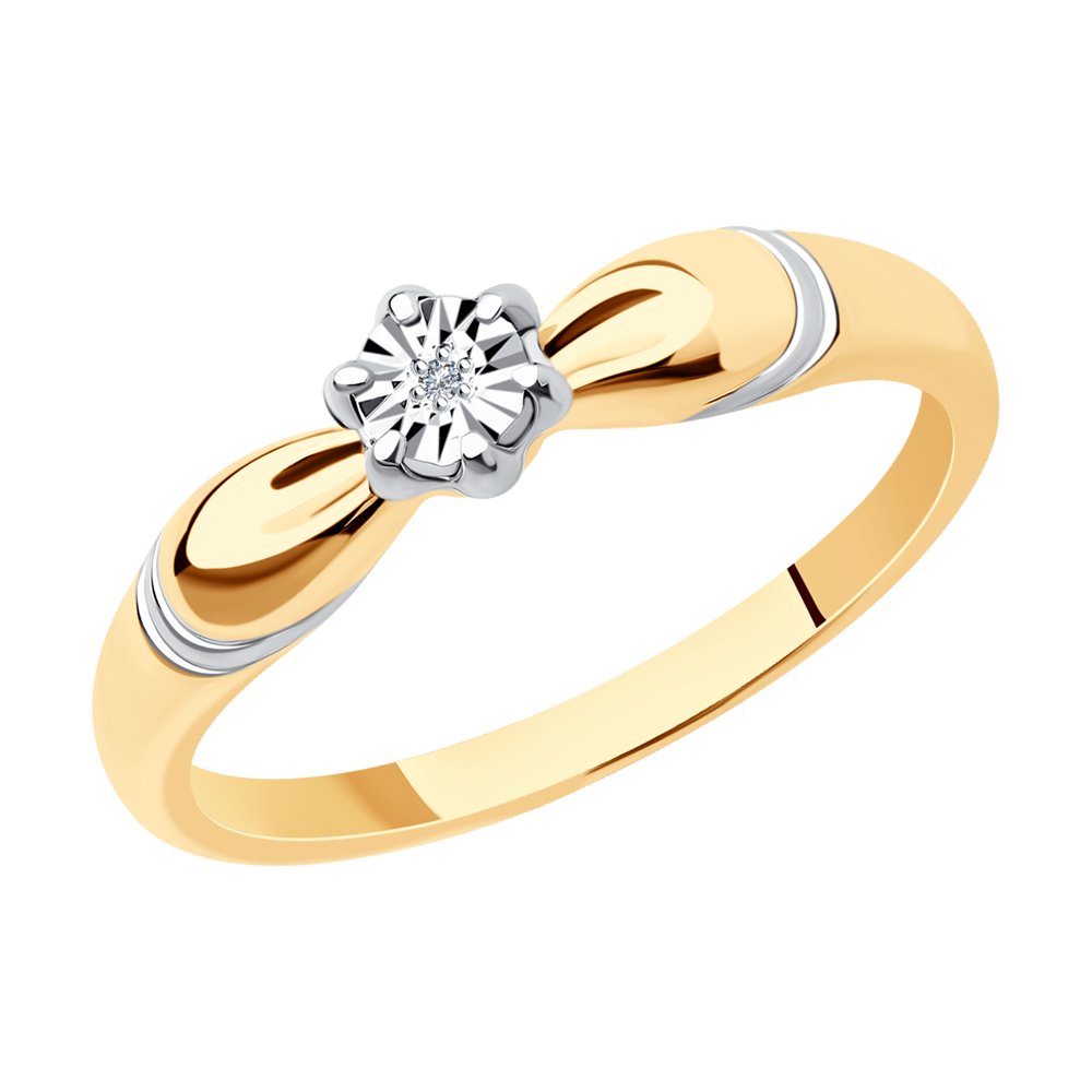 Помолвочное кольцо из золочёного серебра SOKOLOV бриллиантом 87010054
