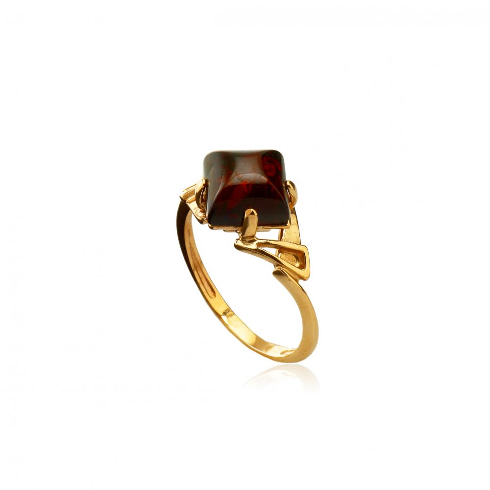 Золотое кольцо Дарвин 910040438 с янтарём