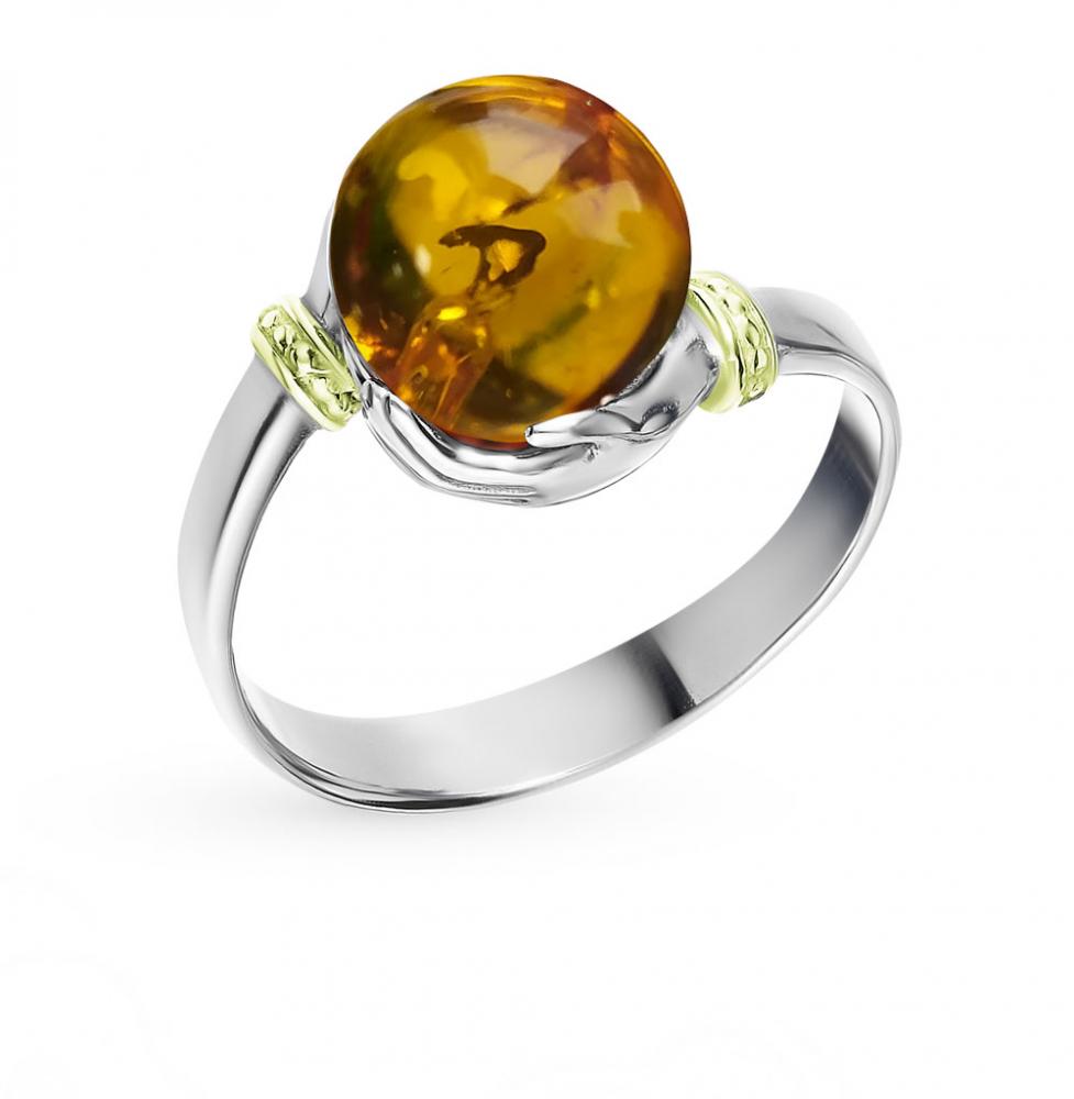Серебряное кольцо Дарвин 920042580 с янтарём