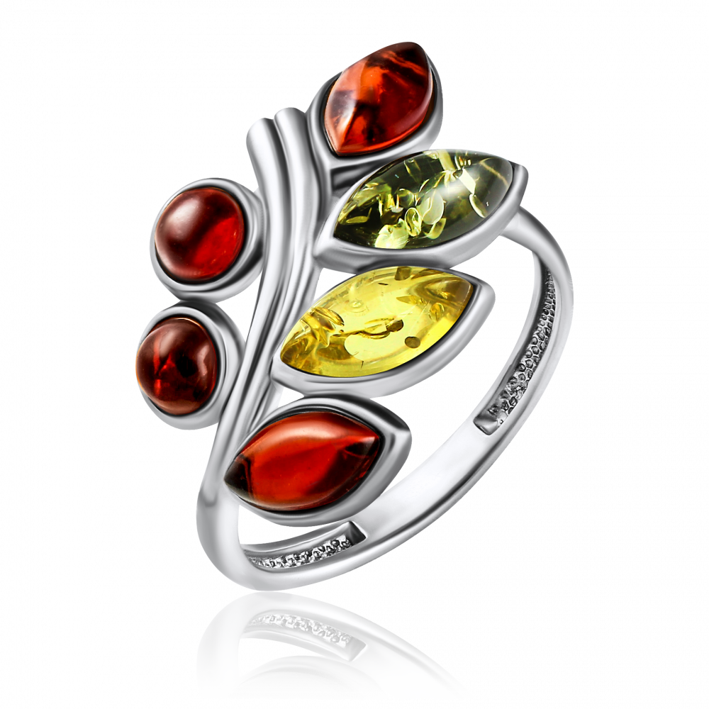 Серебряное кольцо Дарвин 920061018aa-микс с янтарём