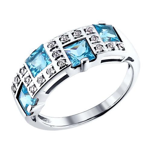 Серебряное кольцо SOKOLOV 92010029 с топазом и фианитом