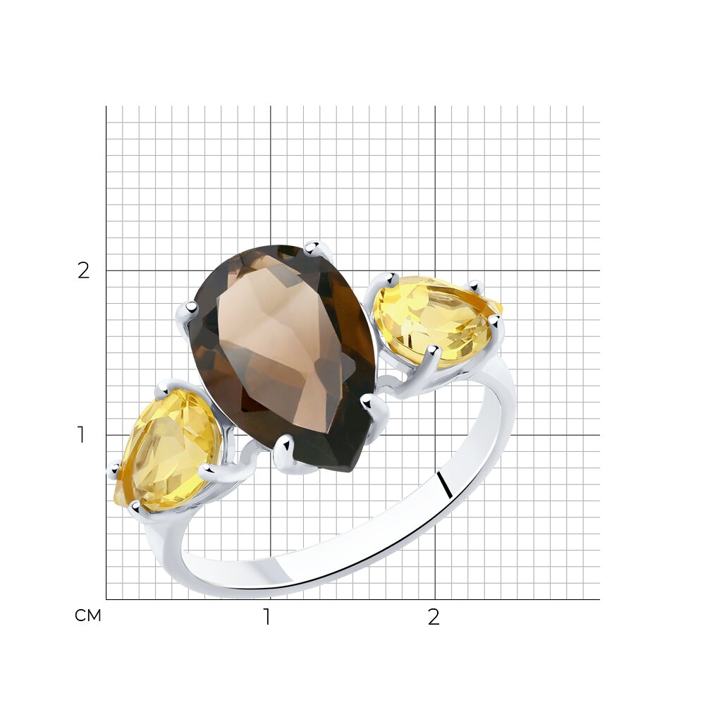 Серебряное кольцо SOKOLOV 92010999 с цитрином, миксом камней и раухтопазом
