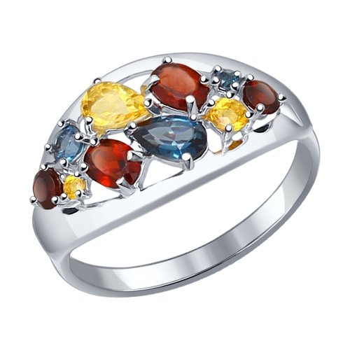 Серебряное кольцо SOKOLOV 92011099 с топазом, цитрином, гранатом, миксом камней и Лондон топазом