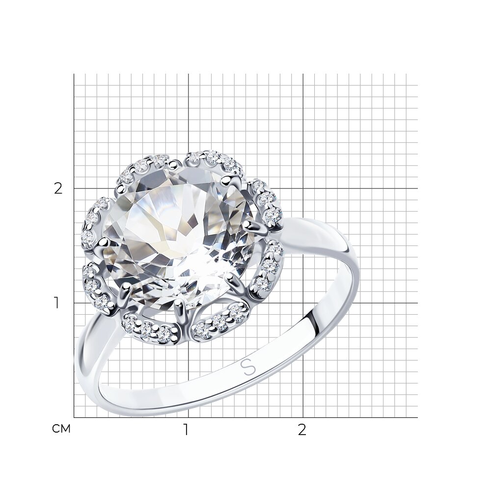 Серебряное кольцо SOKOLOV 92011206 с фианитом и горным хрусталём