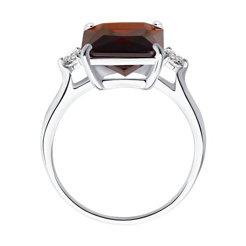 Серебряное кольцо SOKOLOV с ситаллом цвета Гранат и фианитом 92011270
