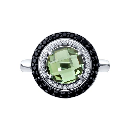 Серебряное кольцо SOKOLOV 92011279 с фианитом и кварцем