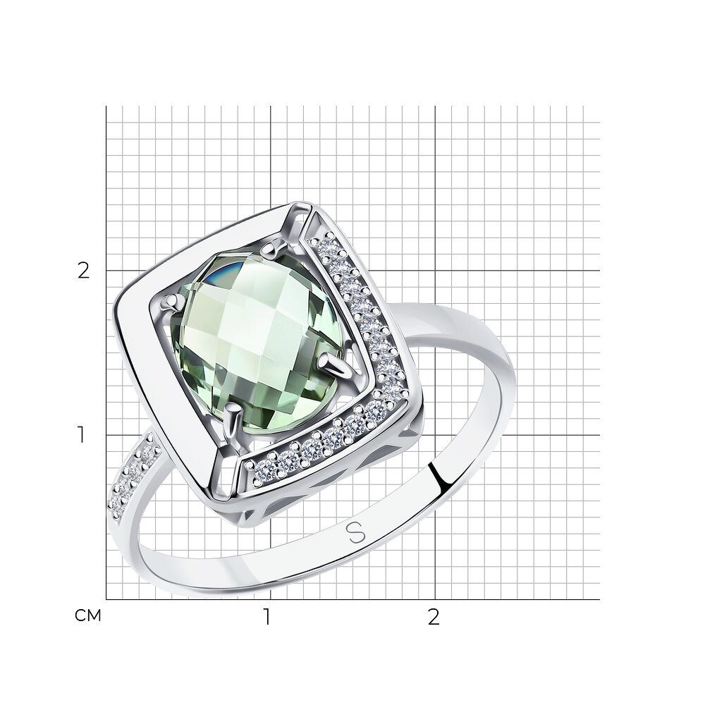 Серебряное кольцо SOKOLOV 92011773 с фианитом и кварцем